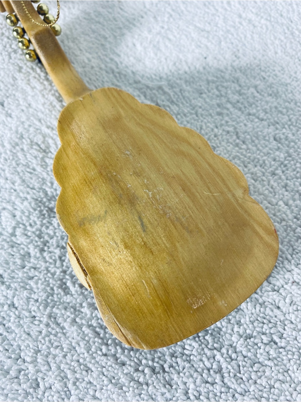 Vintage Wooden Mandolin Christmas Ornament Hand Painted Floral Instrument - Picture 11 of 12